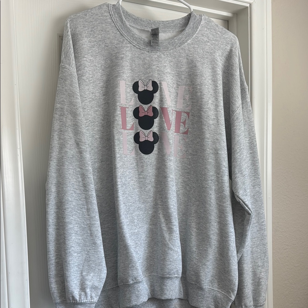 Gray Disney Love Graphic Sweater, Size Large